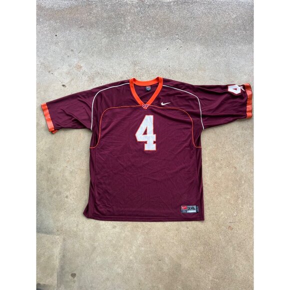 Vintage Nike Team Authentic Virginia Tech Hokies Football Jersey 4 Size 3XL I3 - Picture 1 of 5